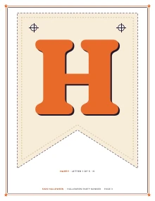 The letter H pennant of Halloween Party Banner, shown whole