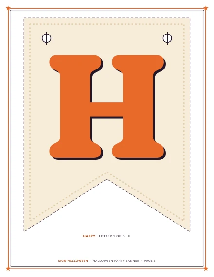 The letter H pennant of Halloween Party Banner, shown whole