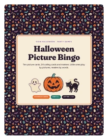 Cover page of Halloween Picture Bingo, a printable PDF from Sign Halloween