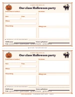 Two half-page class party notes with return slips of Classroom Party Note, shown whole