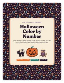 Cover page of Halloween Color by Number, a printable PDF from Sign Halloween
