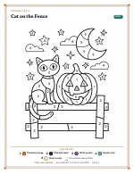 Color by number page “Cat on the Fence” of Halloween Color by Number, shown whole