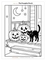 Coloring page “The Pumpkin Porch” of Halloween Coloring Pages, shown whole