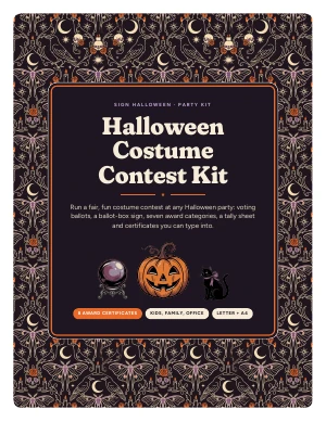 Cover page of Halloween Costume Contest Kit, a printable PDF from Sign Halloween