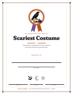 The “Scariest Costume” certificate of Halloween Costume Contest Kit, shown whole