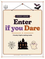 The Enter If You Dare door sign of Spooky Door Signs, shown whole