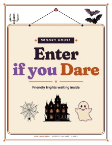 The Enter If You Dare door sign of Spooky Door Signs, shown whole