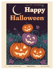 The Happy Halloween poster of Vintage Halloween Posters, shown whole