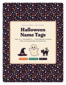 Cover page of Halloween Name Tags, a printable PDF from Sign Halloween