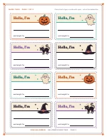 A sheet of eight “Hello, I’m” name tags of Halloween Name Tags, shown whole