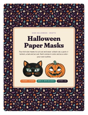 Cover page of Halloween Paper Masks, a printable PDF from Sign Halloween
