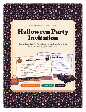 Cover page of Halloween Party Invitation, a printable PDF from Sign Halloween