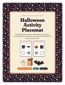 Cover page of Halloween Activity Placemat, a printable PDF from Sign Halloween