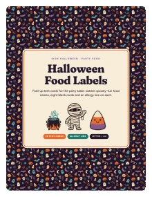 Cover page of Halloween Food Labels, a printable PDF from Sign Halloween