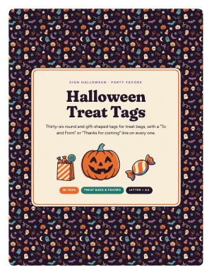 Cover page of Halloween Treat Tags, a printable PDF from Sign Halloween