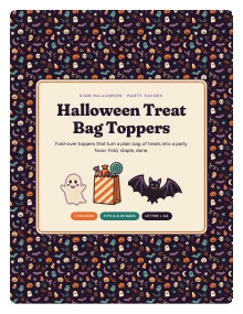 Cover page of Halloween Treat Bag Toppers, a printable PDF from Sign Halloween