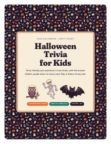 Cover page of Halloween Trivia for Kids, a printable PDF from Sign Halloween