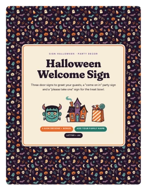 Cover page of Halloween Welcome Sign, a printable PDF from Sign Halloween